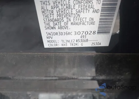 2024 Nissan Pathfinder Platinum 4Wd z USA, uszkodzony, nr VIN 5N1DR3DJ6RC307028